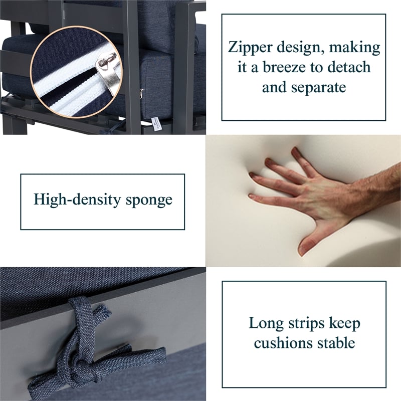 Afuera Living 7-Piece Patio Set with Coffee Table and Cushions in Blue