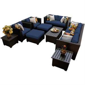 afuera living 12 piece wicker patio sectional set with navy cushions