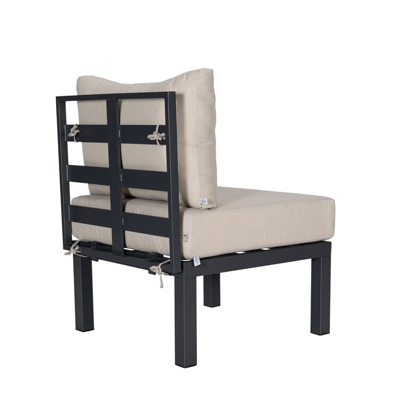 Afuera Living 6-Piece Patio Set in Black Aluminum with Beige Cushions