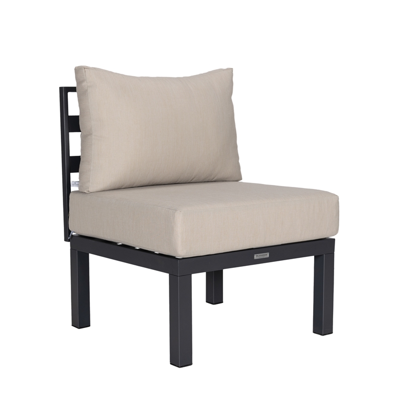 Afuera Living 6-Piece Patio Set in Black Aluminum with Beige Cushions