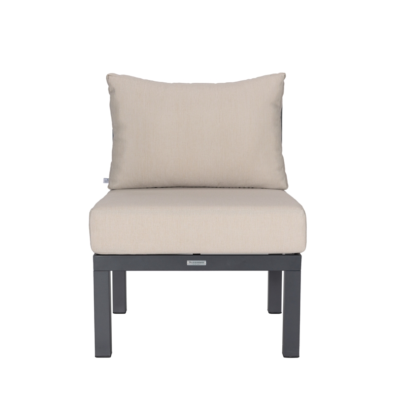 Afuera Living 6-Piece Patio Set in Black Aluminum with Beige Cushions