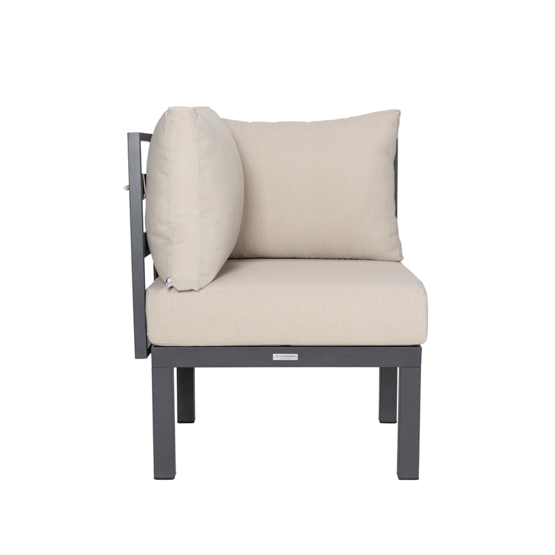 Afuera Living 6-Piece Patio Set in Black Aluminum with Beige Cushions