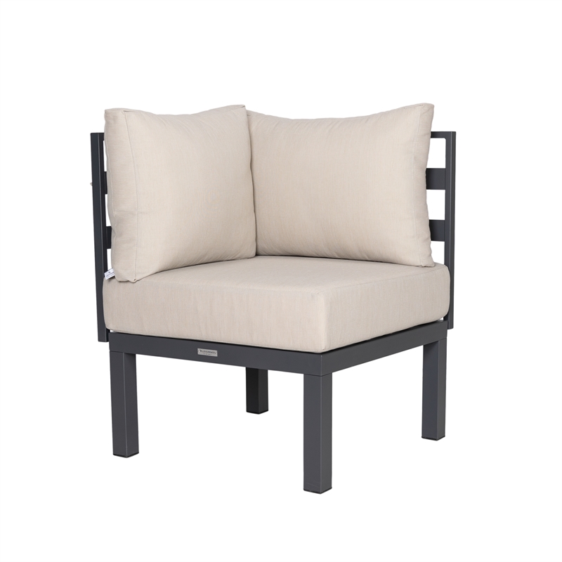 Afuera Living 6-Piece Patio Set in Black Aluminum with Beige Cushions