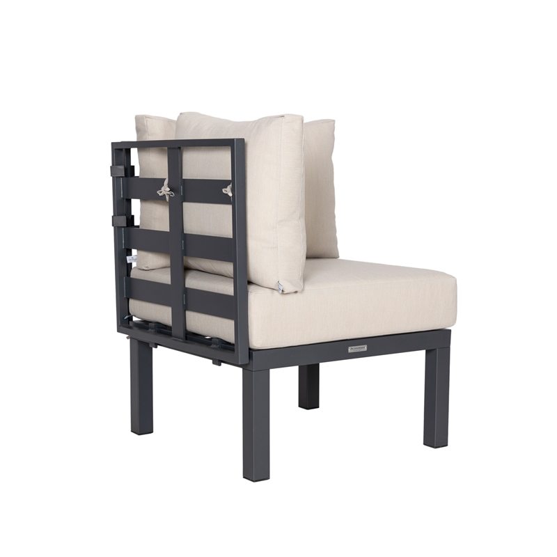 Afuera Living 6-Piece Patio Set in Black Aluminum with Beige Cushions