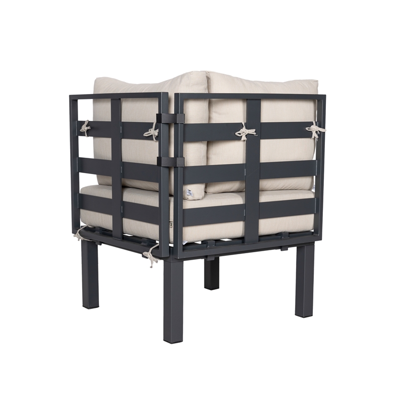 Afuera Living 6-Piece Patio Set in Black Aluminum with Beige Cushions