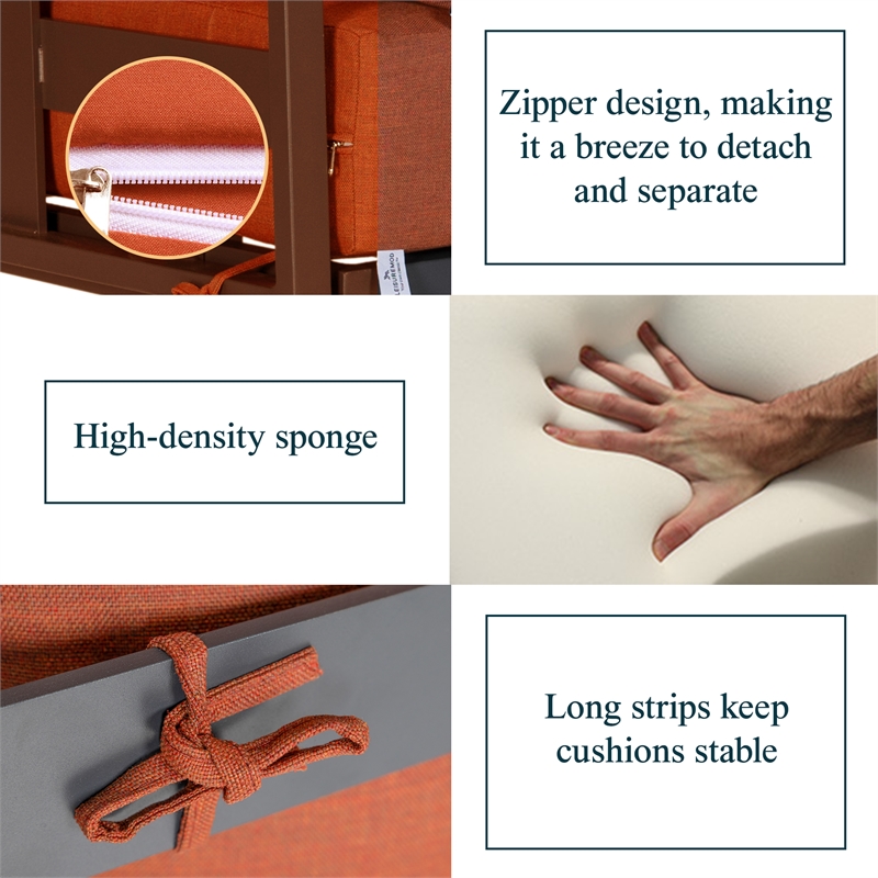 Afuera Living 6-Piece Patio Set in Black Aluminum with Orange Cushions