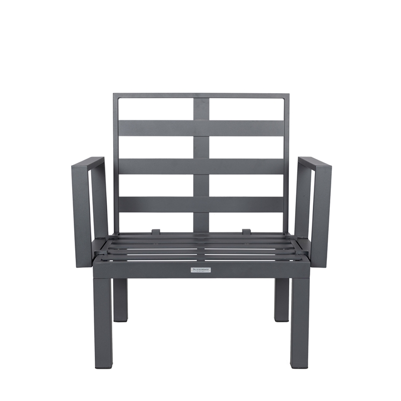 Afuera Living 6-Piece Patio Set in Black Aluminum with Light Gray Cushions