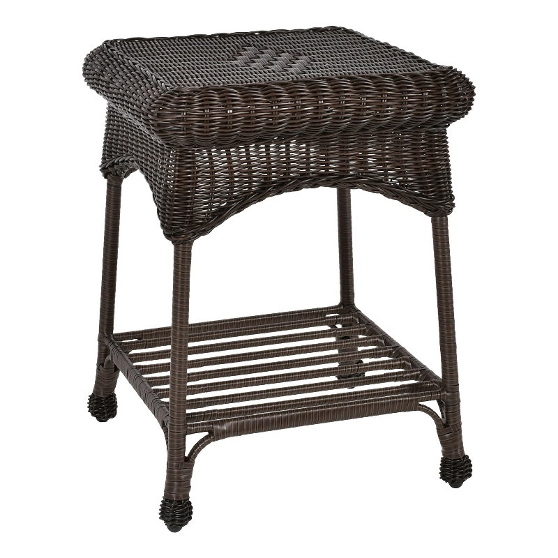 Afuera Living Contemporary Wicker Patio End Table in Espresso
