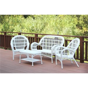 afuera living 4-piece resin wicker outdoor patio conversation set in white