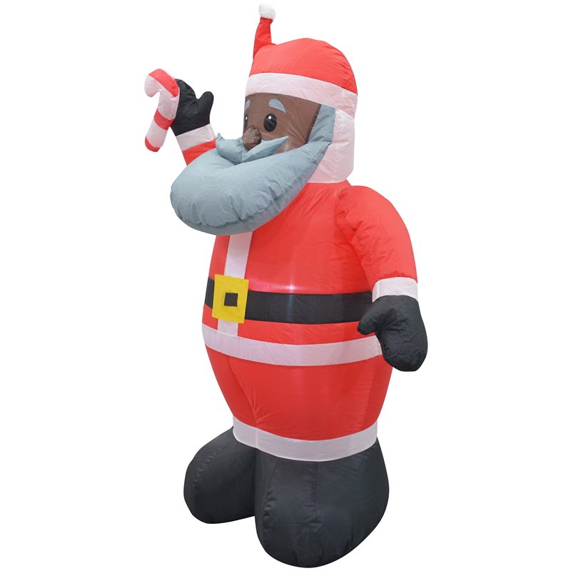 Afuera Living Polyester Inflatable LED Christmas Gray Beard Santa