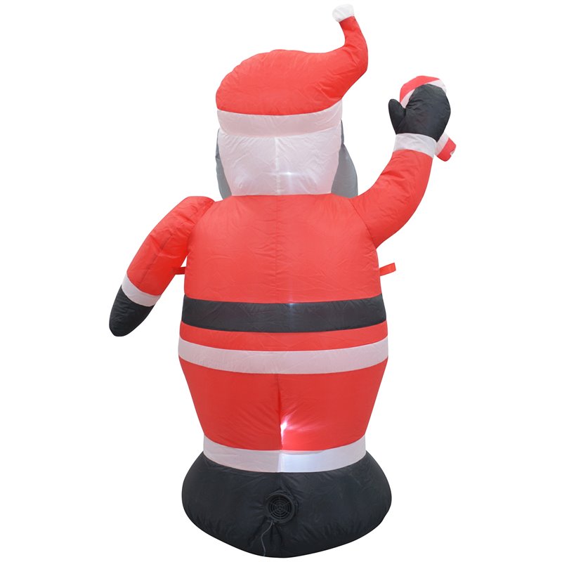 Afuera Living Polyester Inflatable LED Christmas Gray Beard Santa