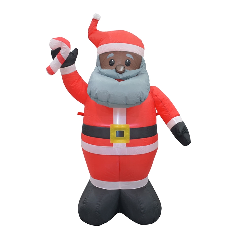 Afuera Living Polyester Inflatable LED Christmas Gray Beard Santa