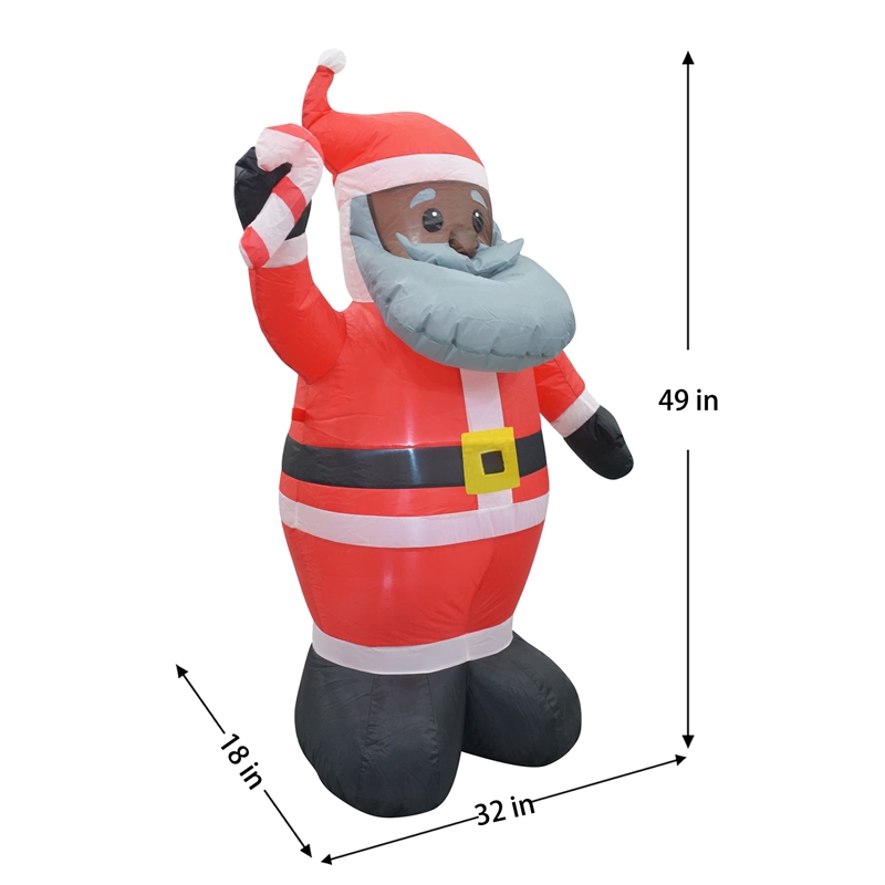 Afuera Living Polyester Inflatable LED Christmas Gray Beard Santa