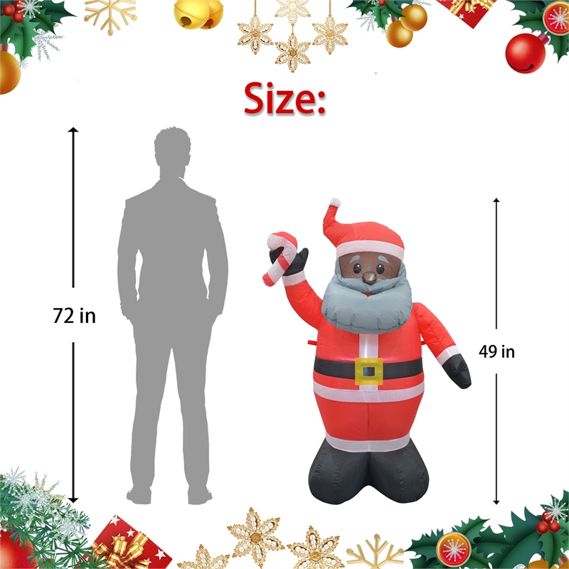 Afuera Living Polyester Inflatable LED Christmas Gray Beard Santa