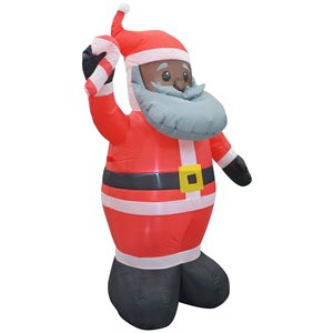 Afuera Living Polyester Inflatable LED Christmas Gray Beard Santa
