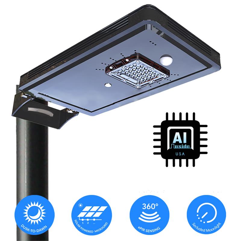 Afuera Living Solar Power AI-Smart Cree LED Area Parking Light in Black