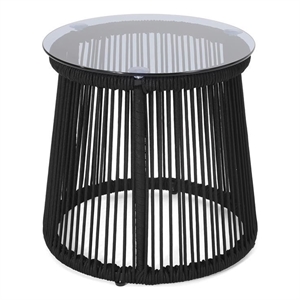 afuera living modern outdoor cast iron rope weave side table in black