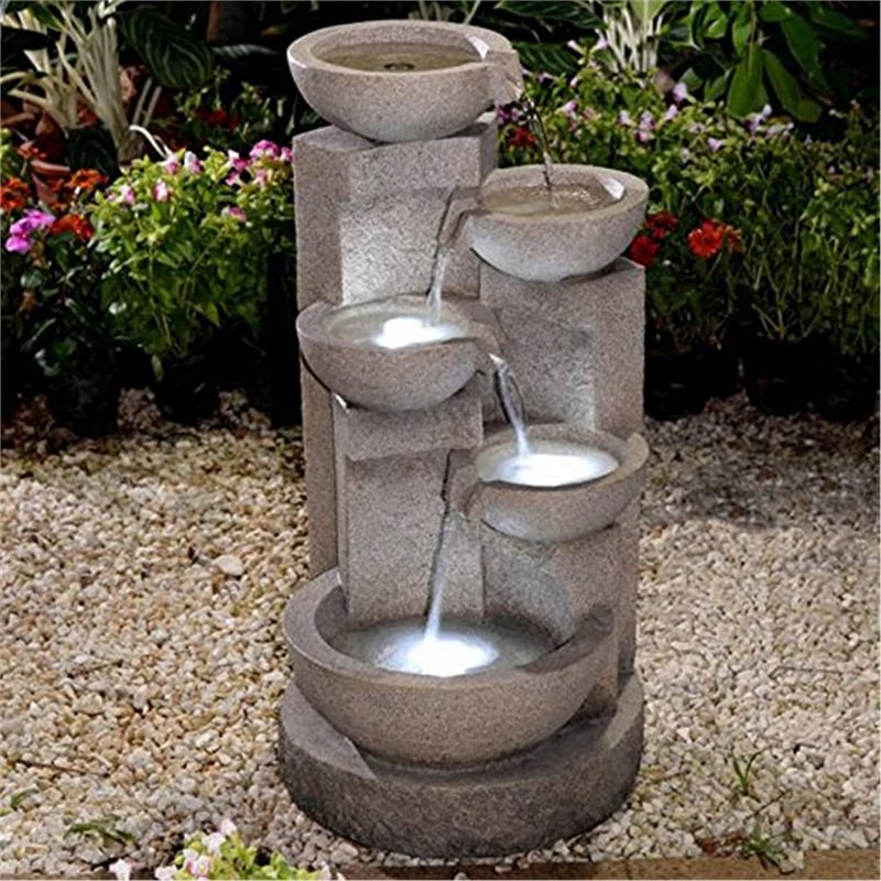 Afuera Living Multi-tier Bowls Water Fountain with Led Light