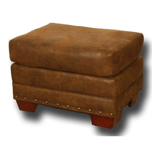 Afuera Living 27&quot Traditional Microfiber Buckskin Ottoman in Brown