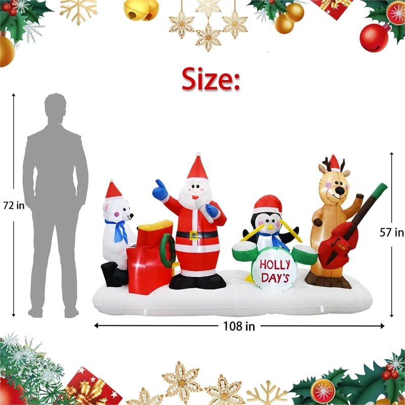 Afuera Living Modern 9FT Multi-Colored Christmas Band Inflatable.