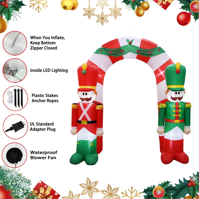 Afuera Living 9FT Multi-Colored Christmas Soldier Arch Inflatable.