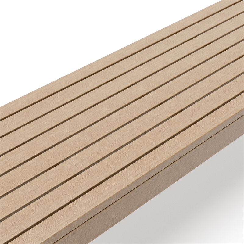 Afuera Living Modern Outdoor Bench Wood Textured Metal Frame Natural