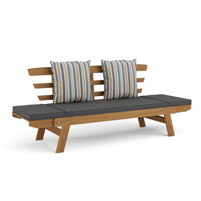 Afuera Living Certified Acacia Wood Outdoor Patio Convertible Daybed Natural
