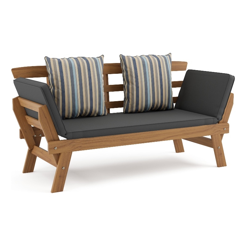 Afuera Living Certified Acacia Wood Outdoor Patio Convertible Daybed Natural