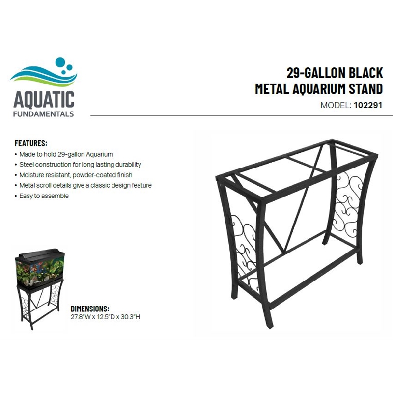 Afuera Living Contemporary 29 Gallon Metal Aquarium Stand in Black