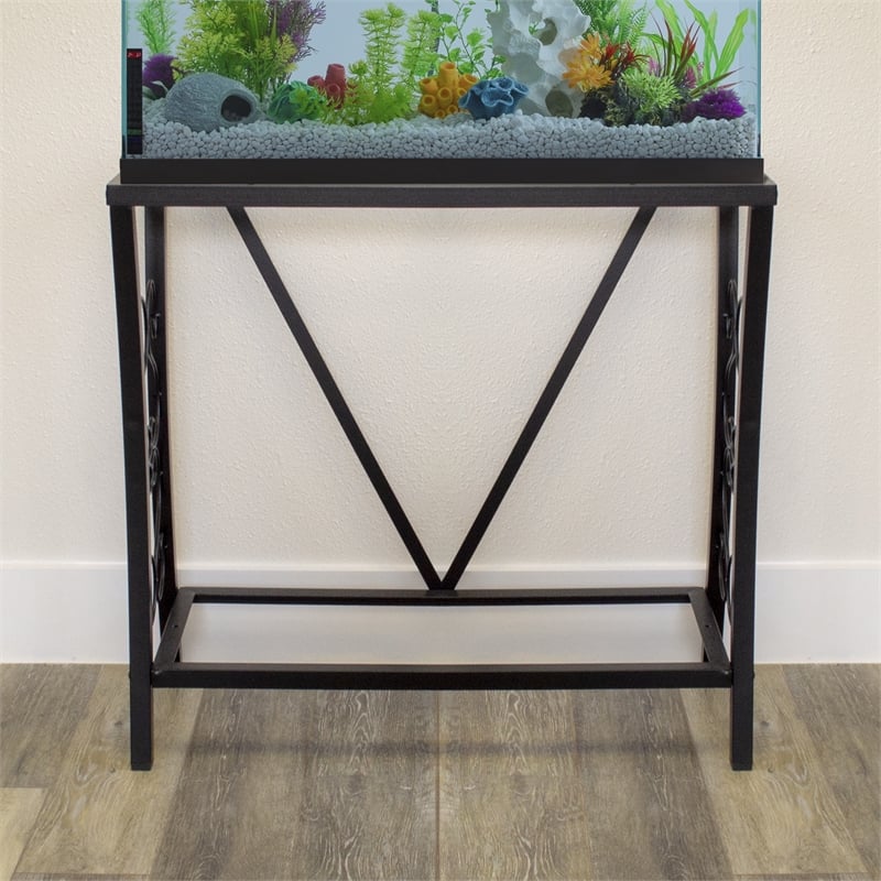 Afuera Living Contemporary 29 Gallon Metal Aquarium Stand in Black