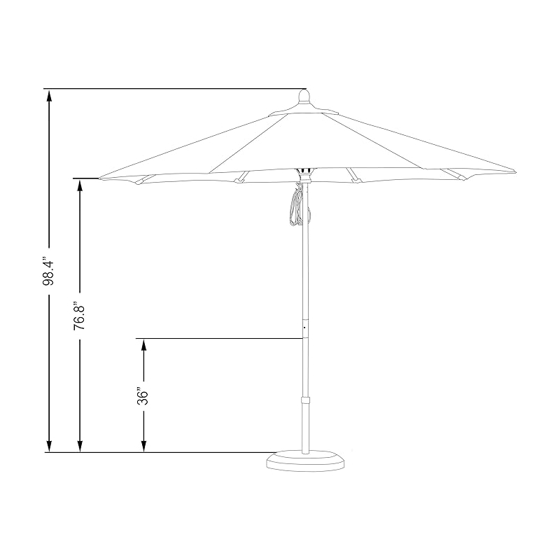 Afuera Living 9' Pacifica Natural Fabric Wood Pole Ribs Push Lift Patio Umbrella