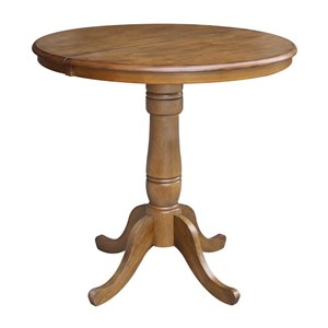 Afuera Living 36&quot Wood Round Top Pedestal Table With 12&quot Leaf - 34.9&quotH - Pecan