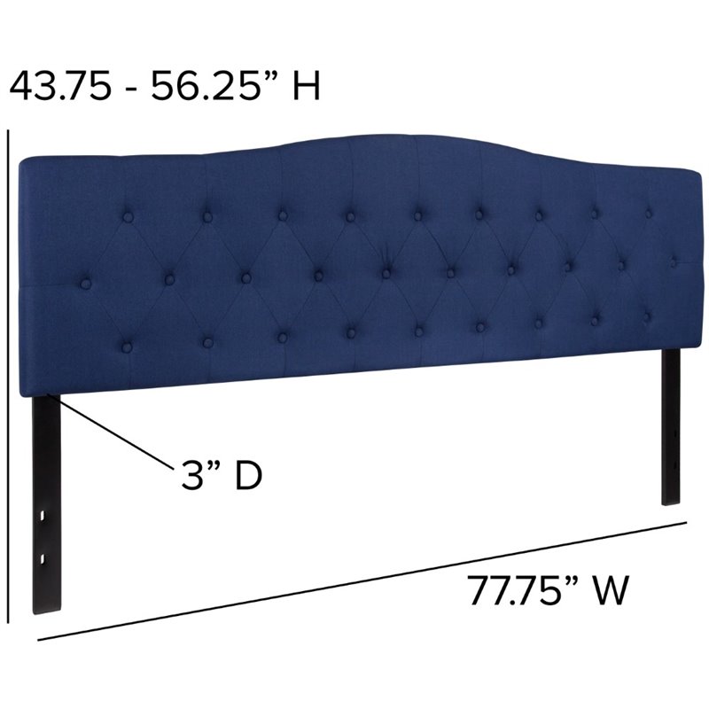 Afuera Living Contemporary Tufted King Panel Headboard in Navy