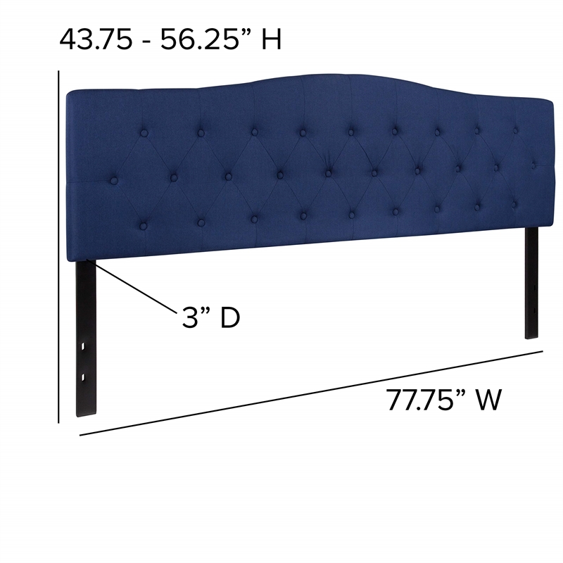 Afuera Living Contemporary Tufted King Panel Headboard in Navy