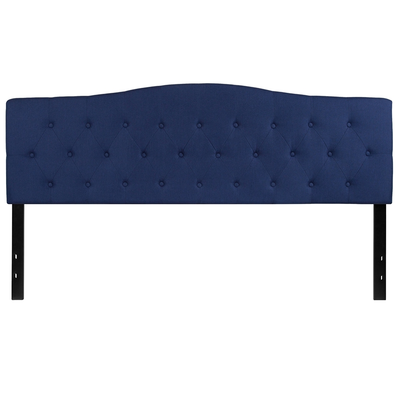 Afuera Living Contemporary Tufted King Panel Headboard in Navy