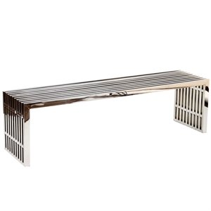 Afuera Living 17&quot Large Modern Stainless Steel Bench in Silver
