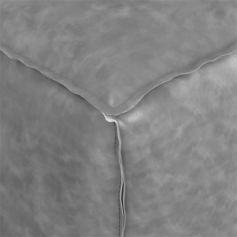 Afuera Living Boho Square Pouf in Distressed Gray Faux Leather