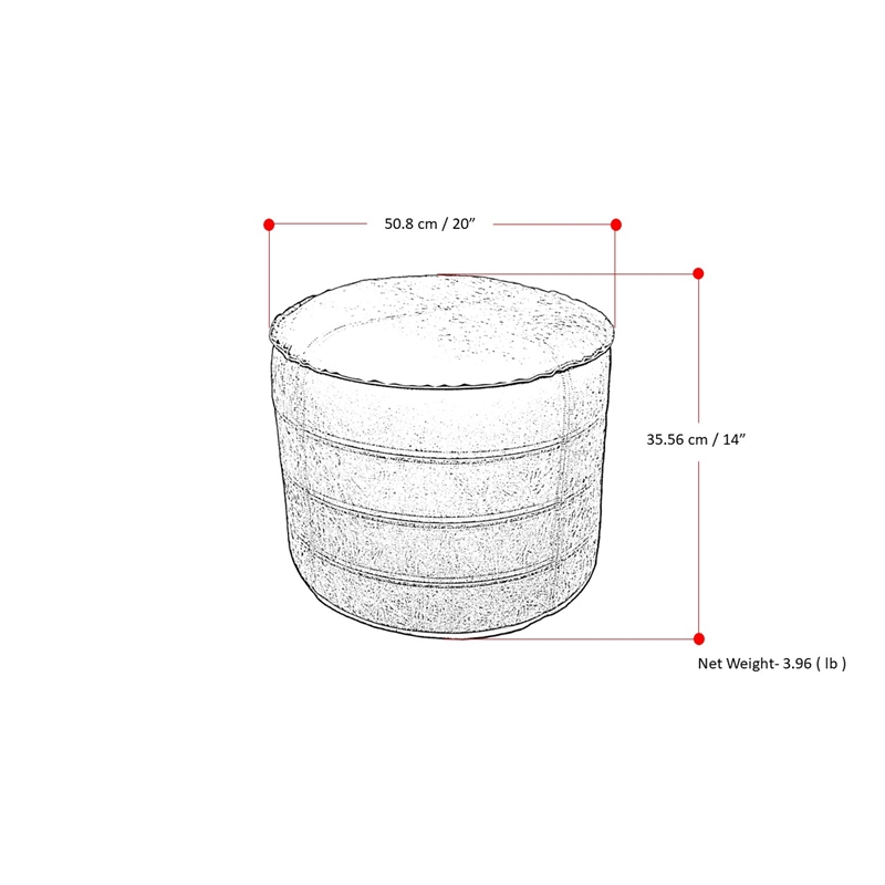 Afuera Living Boho Round Pouf in Distressed Brown Faux Leather