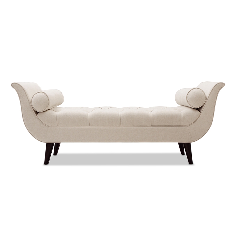 Afuera Living Tufted Flared Arm Entryway Bench Cream Polyester