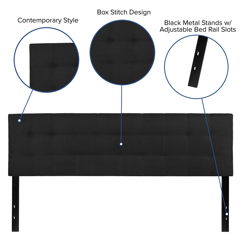 Afuera Living Contemporary King Fabric Panel Headboard in Black