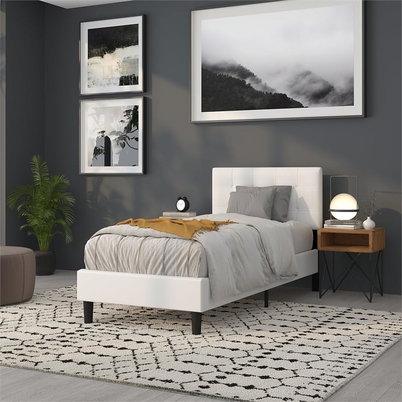 Afuera Living Contemporary Twin Fabric Panel Headboard in White