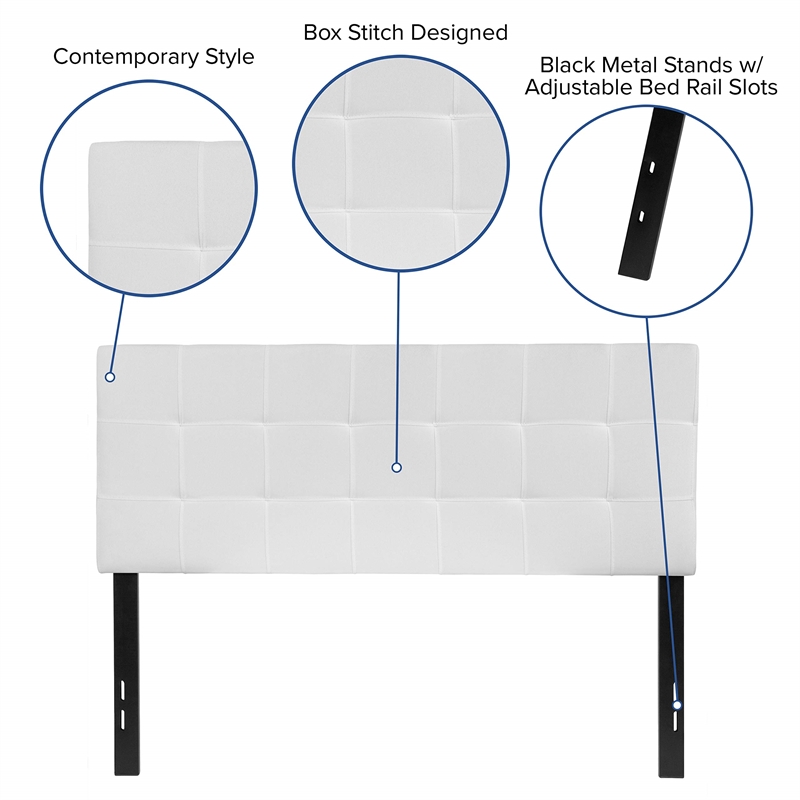 Afuera Living Contemporary Tufted Full Panel Headboard in White