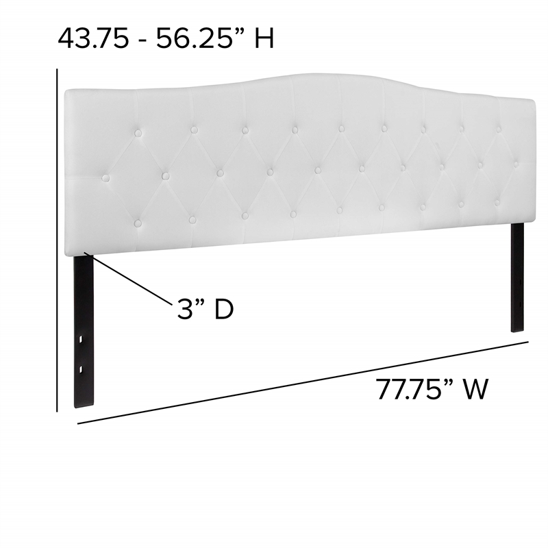 Afuera Living Contemporary Tufted King Panel Headboard in White