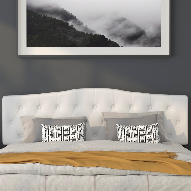 Afuera Living Contemporary Tufted King Panel Headboard in White