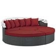 Afuera Living Aluminum Rattan Fabric Patio Daybed in Canvas/Red