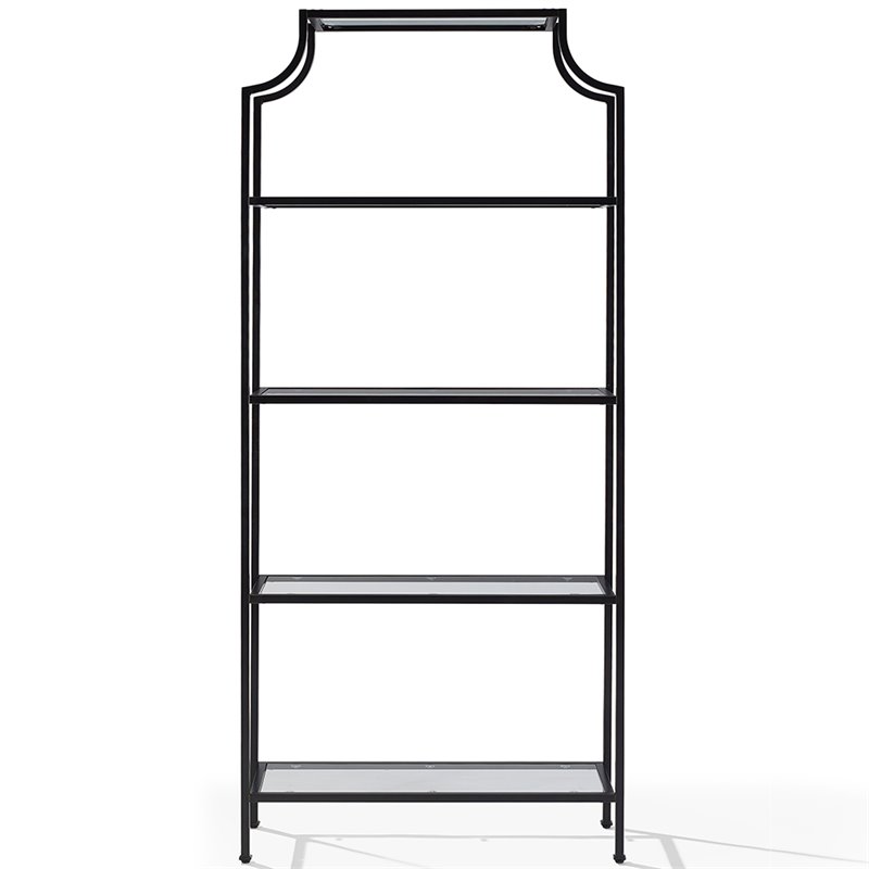 Afuera Living Glass Metal Etagere Bookcase in Oil Rubbed Bronze