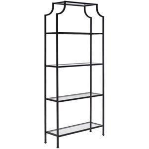 Afuera Living Glass Metal Etagere Bookcase in Oil Rubbed Bronze