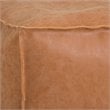 Afuera Living Boho Square Pouf in Distressed Brown Faux Leather