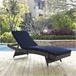 Afuera Living Aluminum Rattan Fabric Patio Chaise in Canvas/Navy