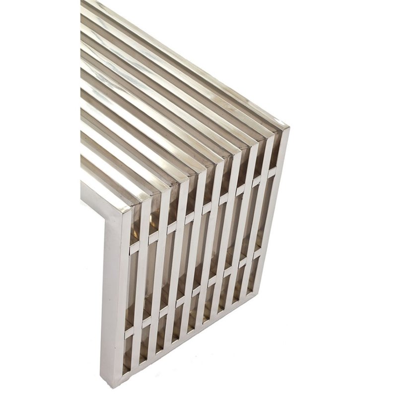 Afuera Living Medium Modern Style Stainless Steel Bench in Silver